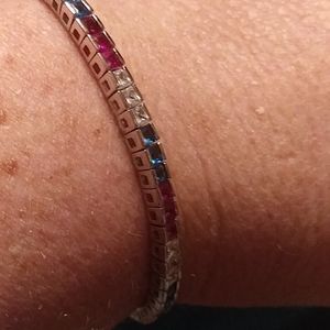 .925 Sterling Silver Rhinestone Tennis Bracelet